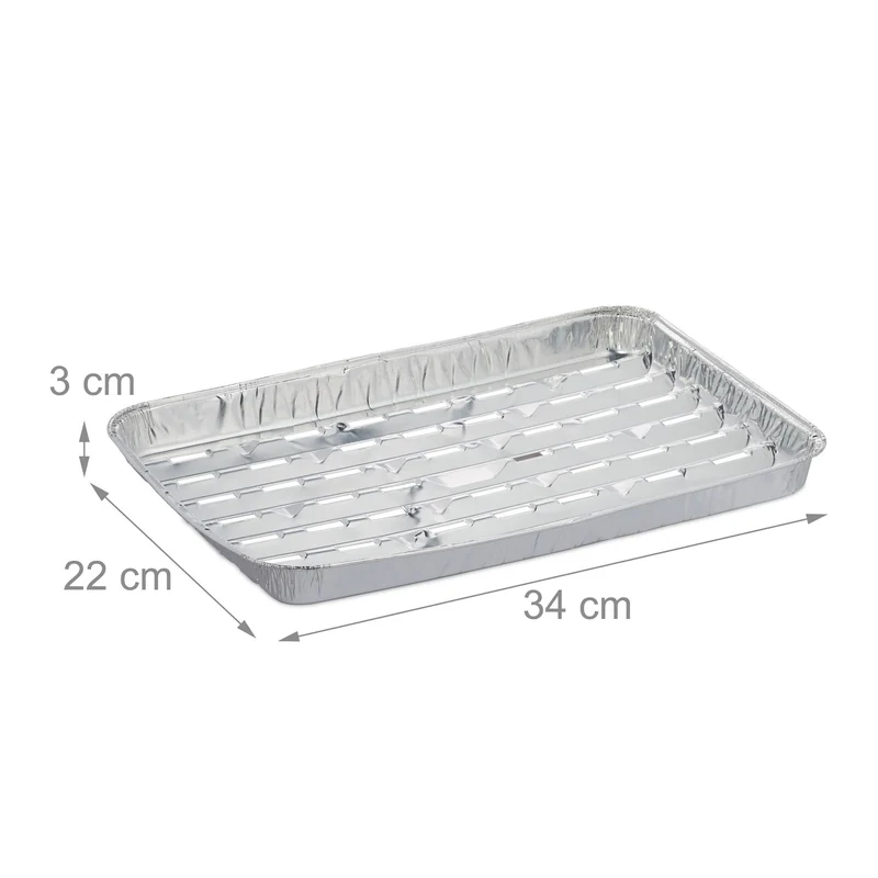 Lot de 25 barquettes alimentaires pratiques pour grillades 25 x 20 x 6 cm en aluminium argenté 13_0012938