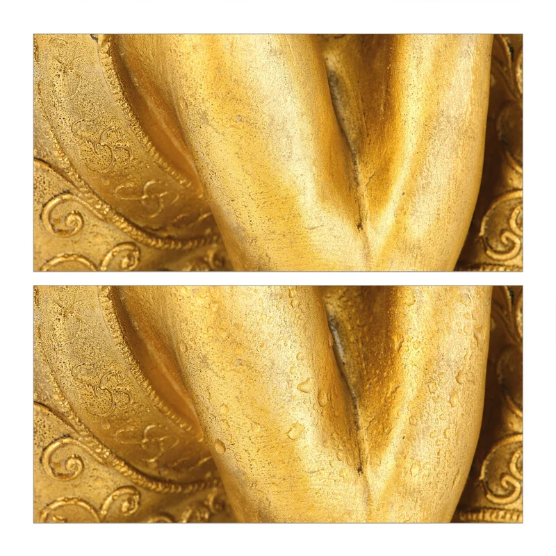 Statue Bouddha jardin décoration ambiance zen feng shui 50 x 30 x 20 cm en polyrésine doré 13_0010577