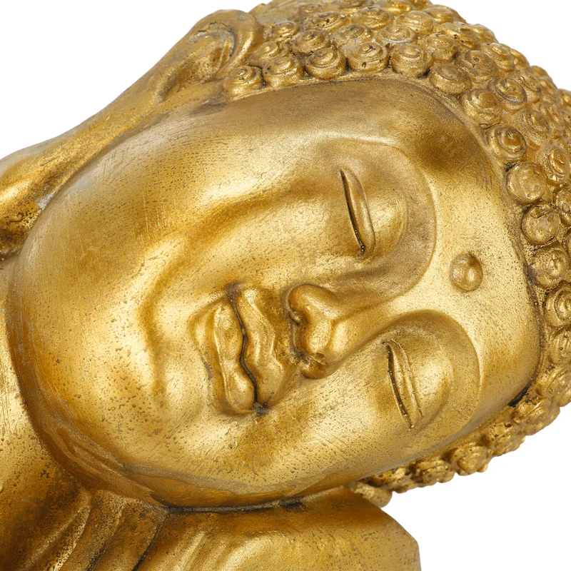 Statue Bouddha jardin décoration ambiance zen feng shui 50 x 30 x 20 cm en polyrésine doré 13_0010577