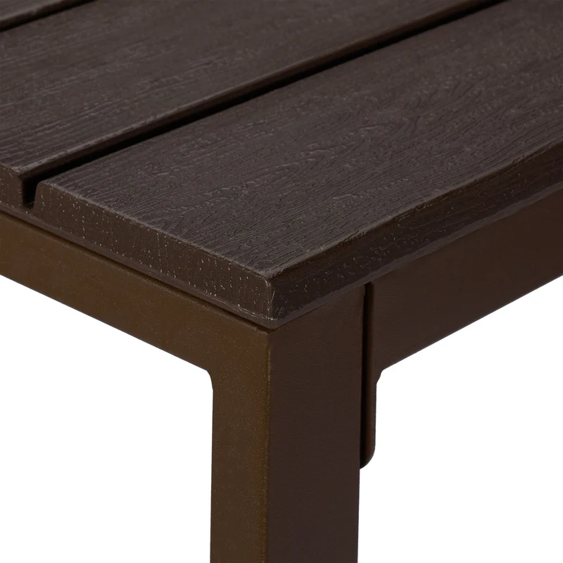Table de balcon carrée aspect bois 39 x 52 x 48 cm polyvalente résistante aux intempéries en plastique marron 13_0015744