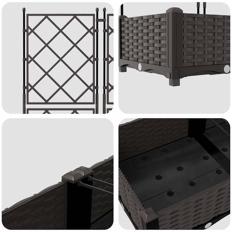 Lot de 2 cache-pots de jardin moderne en acier 80 x 40 x 125,5 cm durable finition chic marron 02_0058512