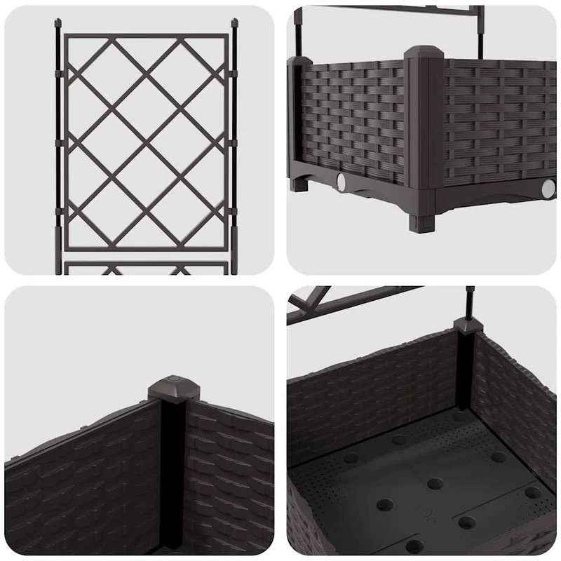 Cache-pot de jardin moderne extérieur 40 x 40 x 125 cm durable design chic en acier marron 02_0058510