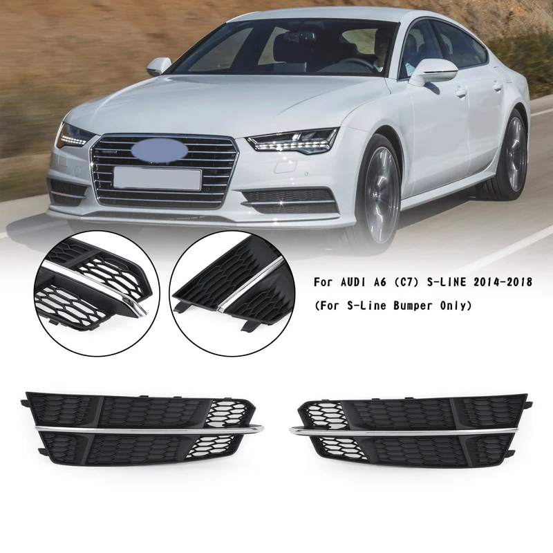 Grille Calandre Inférieure Pare-Chocs Audi A6 C7 S-Line 2016-2018 Noir Chrome