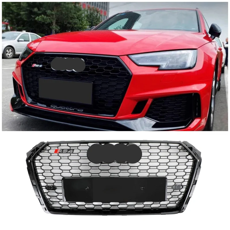 Grille de Calandre Hexagonale Style RS4 Noir pour Audi A4 S4 B9 2018-2019