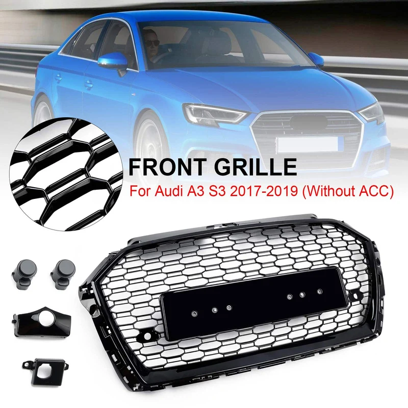 Grille Avant RS3 Style Nid D'abeille Audi A3 8V 2017-2019 Noir