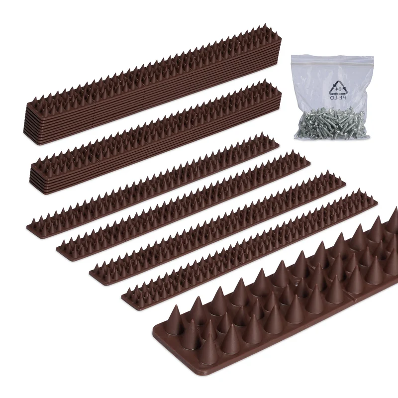 Lot de 20 pics anti-pigeons ajustables pour balcon jardin 2 x 49 x 4 cm en plastique marron 13_0016109