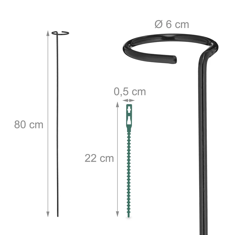 Lot de 6 tuteurs à tomates jardin design pratique pour plantes 150 x 150 x 150 cm en acier vert 13_0016366