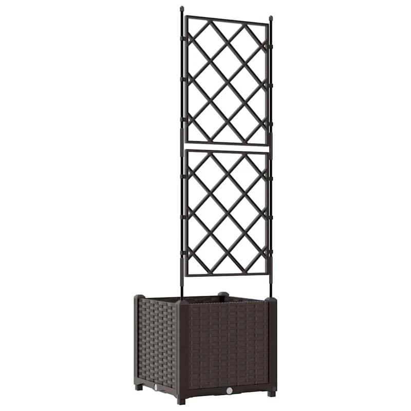 Cache-pot de jardin moderne extérieur épuré 40 x 40 x 143 cm en acier marron 02_0058511