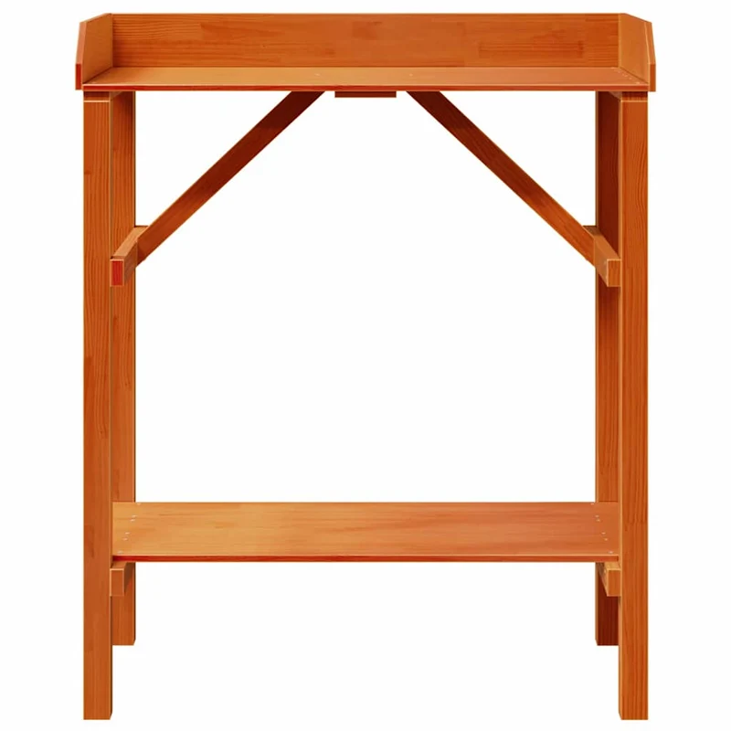 Table de rempotage moderne rectangulaire avec étagère 75 x 40 x 90 cm en bois de pin massif marron 02_0056706