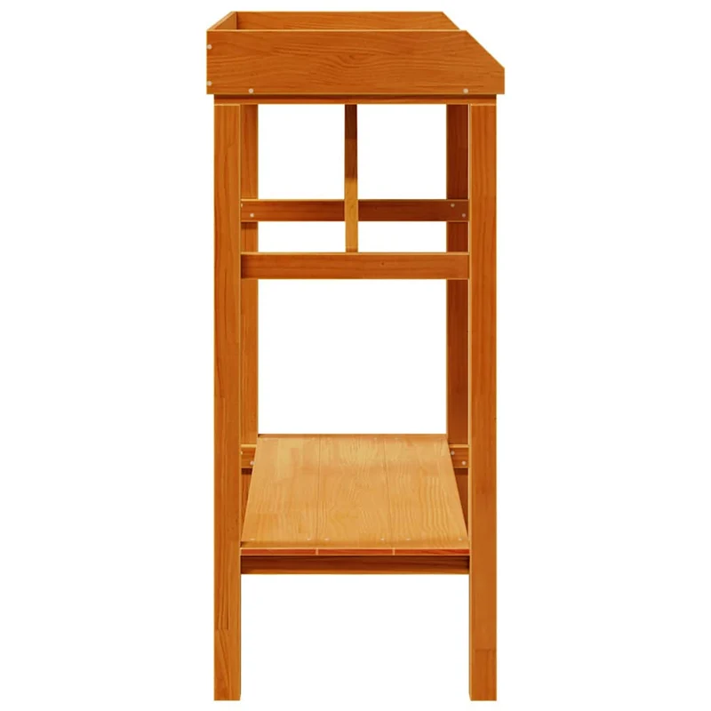 Table de rempotage moderne rectangulaire avec étagère 75 x 40 x 90 cm en bois de pin massif marron 02_0056706