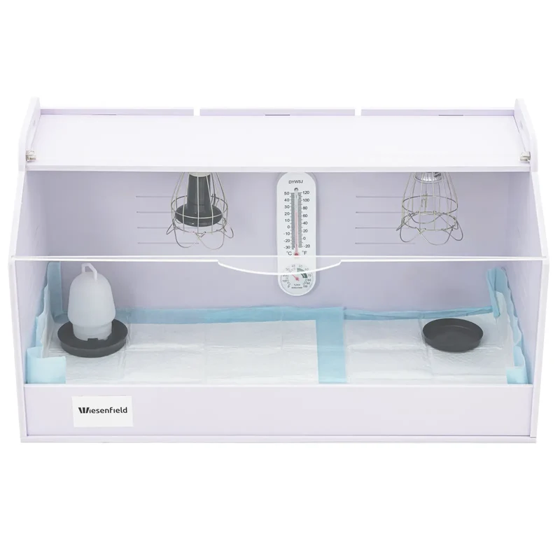 Cage d'élevage poussins jusqu'à 36 °c 78 x 40 x 42 cm MDF PVC blanc 14_0008499