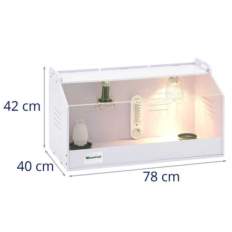 Cage d'élevage poussins jusqu'à 36 °c 78 x 40 x 42 cm MDF PVC blanc 14_0008499