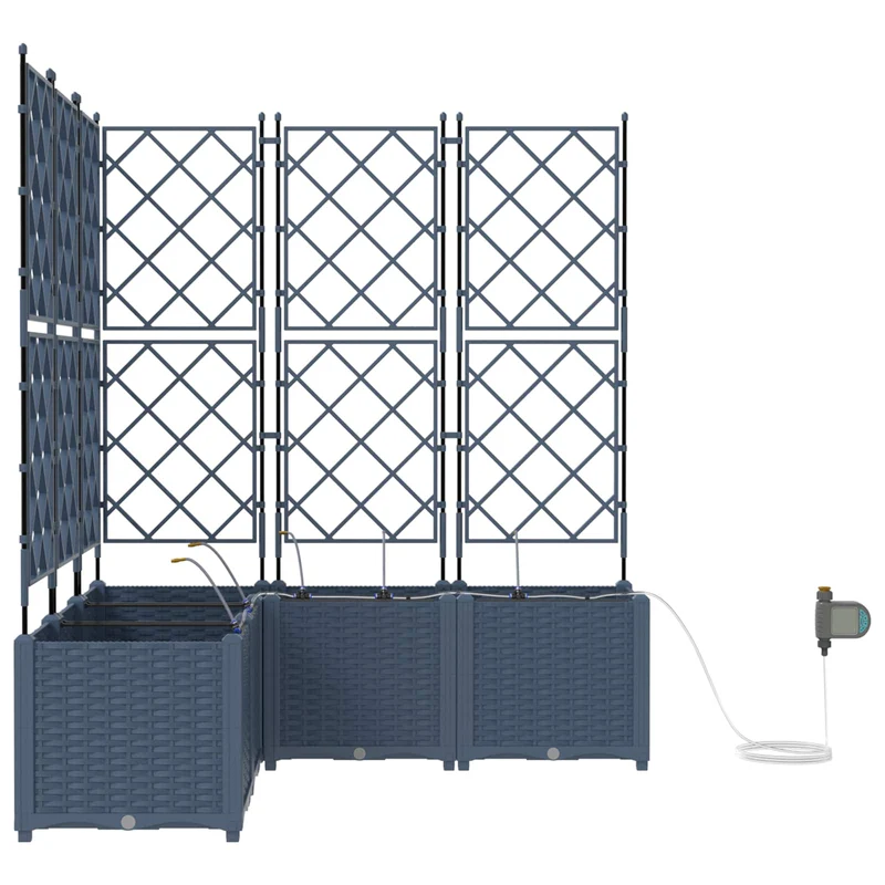 Lot de 2 cache-pots de jardin extérieur 80 x 40 x 125,5 cm design moderne en acier gris 02_0058558