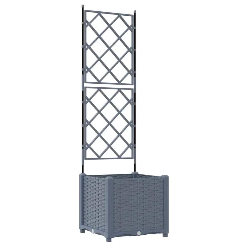 Cache-pot de jardin moderne extérieur 40 x 40 x 143 cm durable chic en acier gris clair 02_0058580