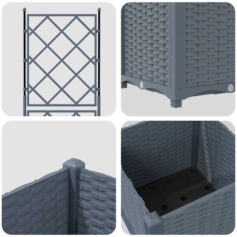 Cache-pot de jardin moderne extérieur 40 x 40 x 143 cm durable chic en acier gris clair 02_0058580