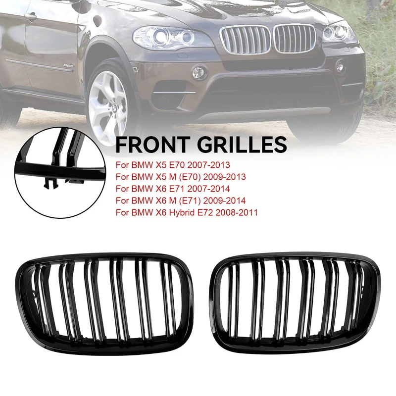 Grilles Calandre BMW X5 E70 X6 E71 Noir 2007-2013