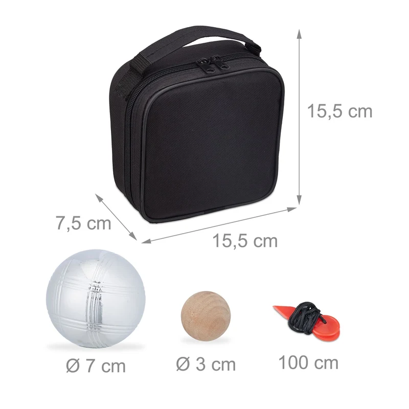 Lot de quatre boules de pétanque classiques pour jardin extérieur 7,5 cm en acier argenté 13_0011977