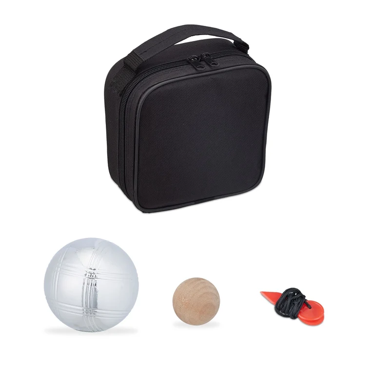 Lot de quatre boules de pétanque classiques pour jardin extérieur 7,5 cm en acier argenté 13_0011977