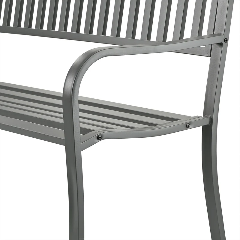 Banc de jardin classique confortable 127,5 x 59,5 x 82 cm pour 2 personnes en métal gris 13_0017466