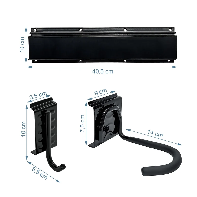 Support mural pour vélo vertical 10 x 40,5 cm rangement efficace garage peu encombrant en PVC noir 13_0017332