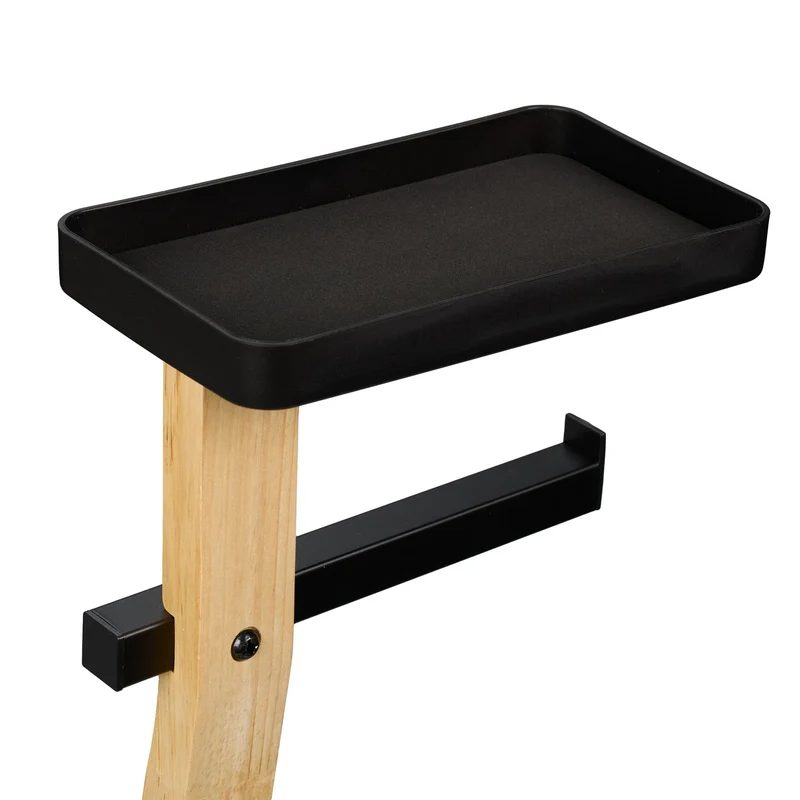Serviteur WC à poser porte-rouleau et porte-brosse 80 x 30 x 20 cm en fer noir 13_0016673