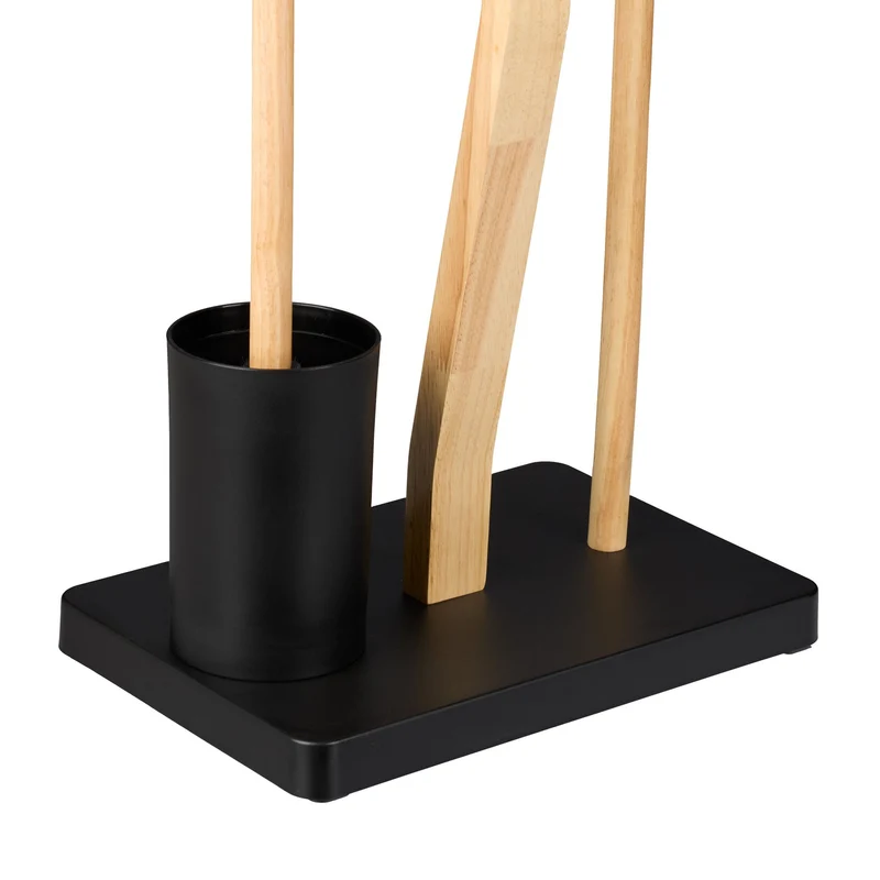 Serviteur WC à poser porte-rouleau et porte-brosse 80 x 30 x 20 cm en fer noir 13_0016673