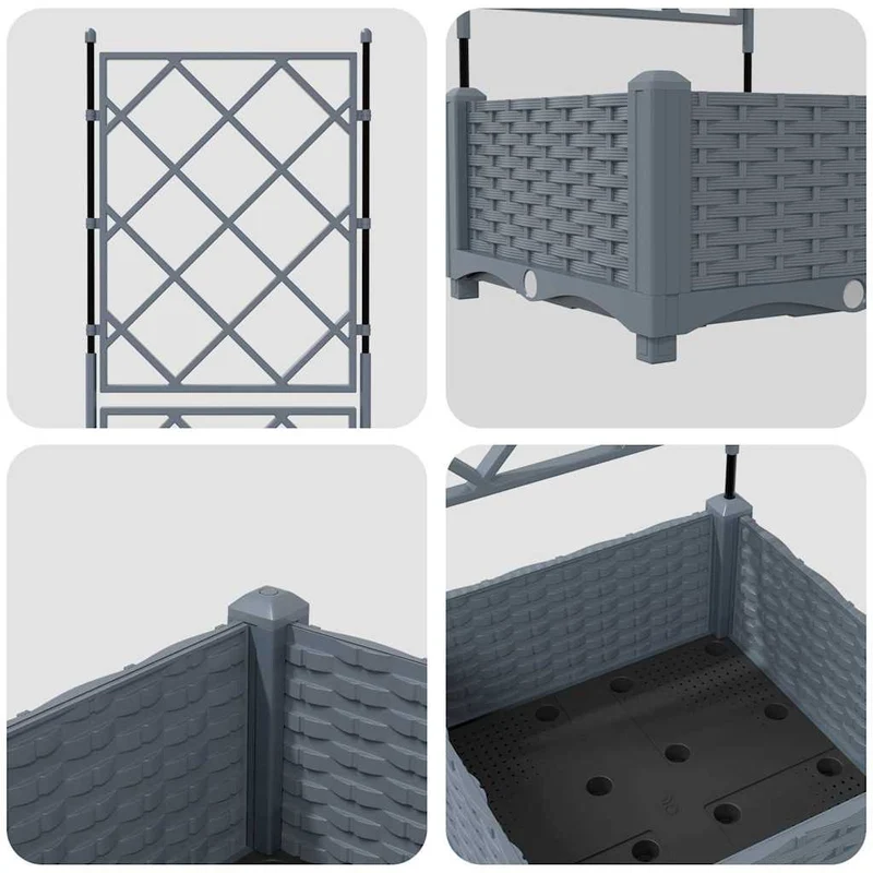 Cache-pot de jardin moderne extérieur 40 x 40 x 125,5 cm durable minimaliste en acier gris clair 02_0058579