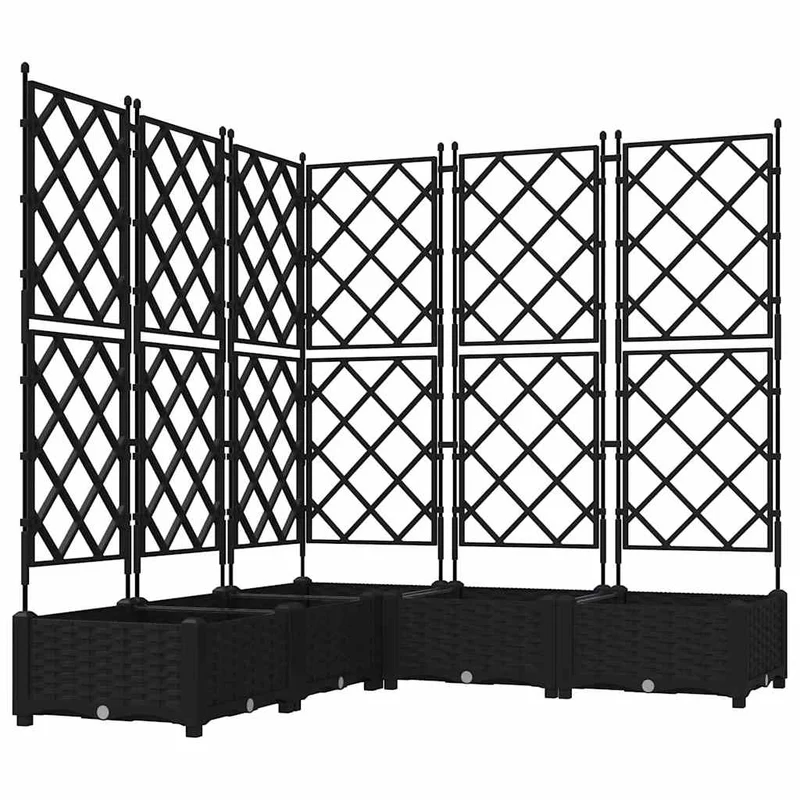 Lot de 5 cache-pots de jardin extérieur modernes 120 x 120 x 125,5 cm en acier noir 02_0058540