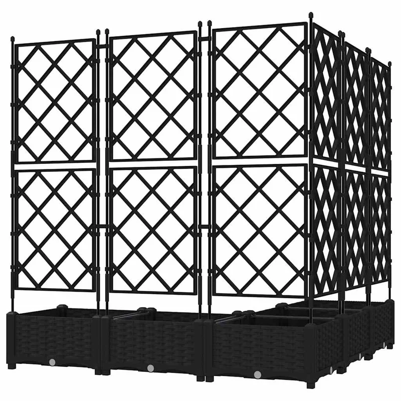 Lot de 5 cache-pots de jardin extérieur modernes 120 x 120 x 125,5 cm en acier noir 02_0058540