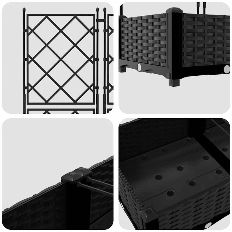 Lot de 5 cache-pots de jardin extérieur modernes 120 x 120 x 125,5 cm en acier noir 02_0058540