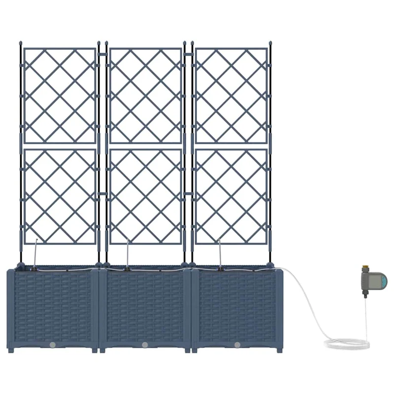 Cache-pot de jardin moderne extérieur 40 x 40 x 125 cm durable simple en acier gris 02_0058556