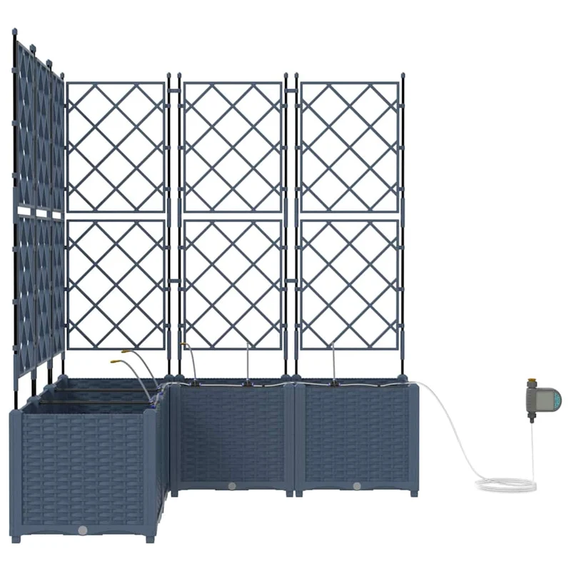 Cache-pot de jardin moderne extérieur 40 x 40 x 125 cm durable simple en acier gris 02_0058556