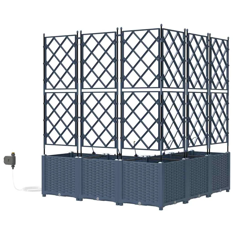 Cache-pot de jardin moderne extérieur 40 x 40 x 125 cm durable simple en acier gris 02_0058556