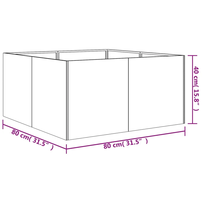 Jardinière bac lit surélevé plantes fleurs terrasse jardin 80 x 80 x 40 cm acier corten marron 02_0037907