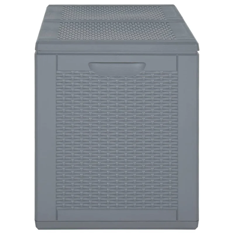 Coffre boîte meuble de jardin rangement PP rotin 180 litres gris 02_0013090