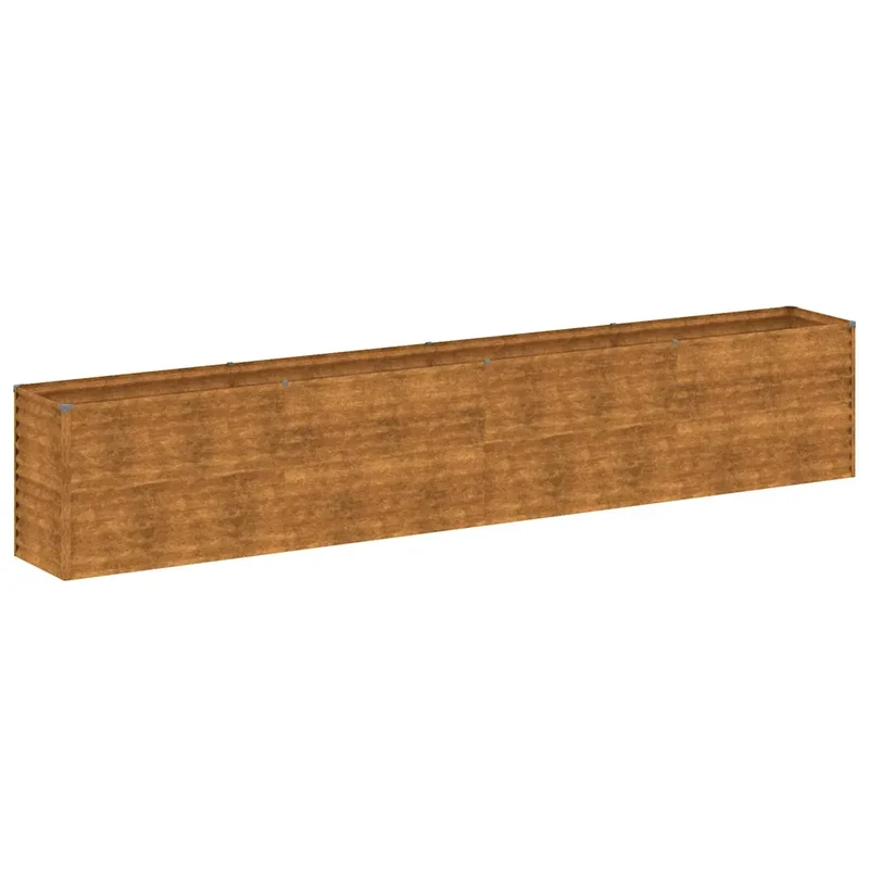 Jardinière surélevée moderne décorative jardin balcon 385 x 50 x 69 cm en acier corten 02_0046136