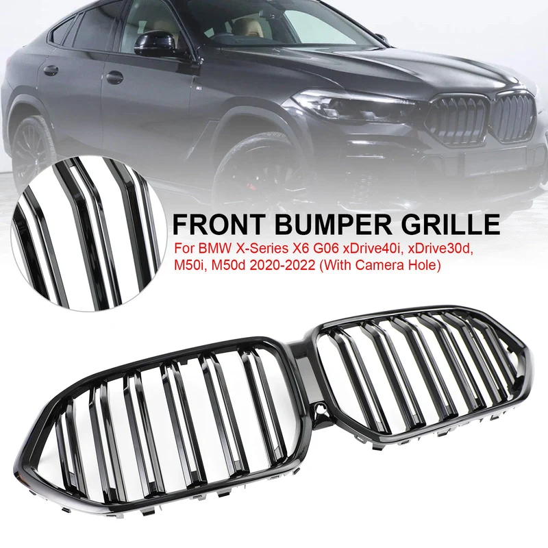Grille Pare-Chocs Avant BMW X6 G06 Noir Brillant 2020-2022