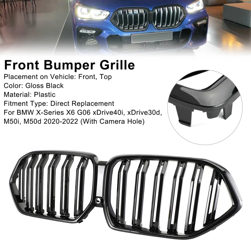 Grille Pare-Chocs Avant BMW X6 G06 Noir Brillant 2020-2022