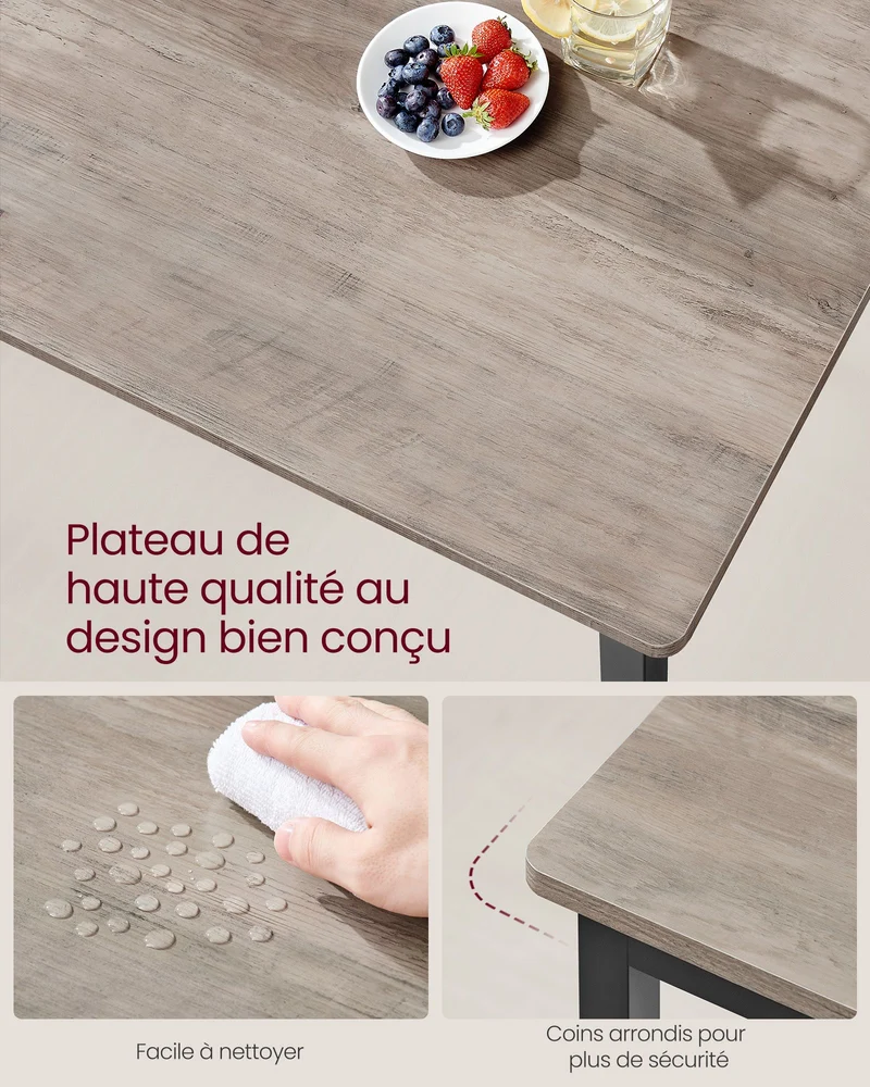 Table de bar table de cuisine 70 x 110 x 77 cm table à manger pour 4 personnes table de salon bureau pour salle à manger cuisine style industriel gris 12_0007580