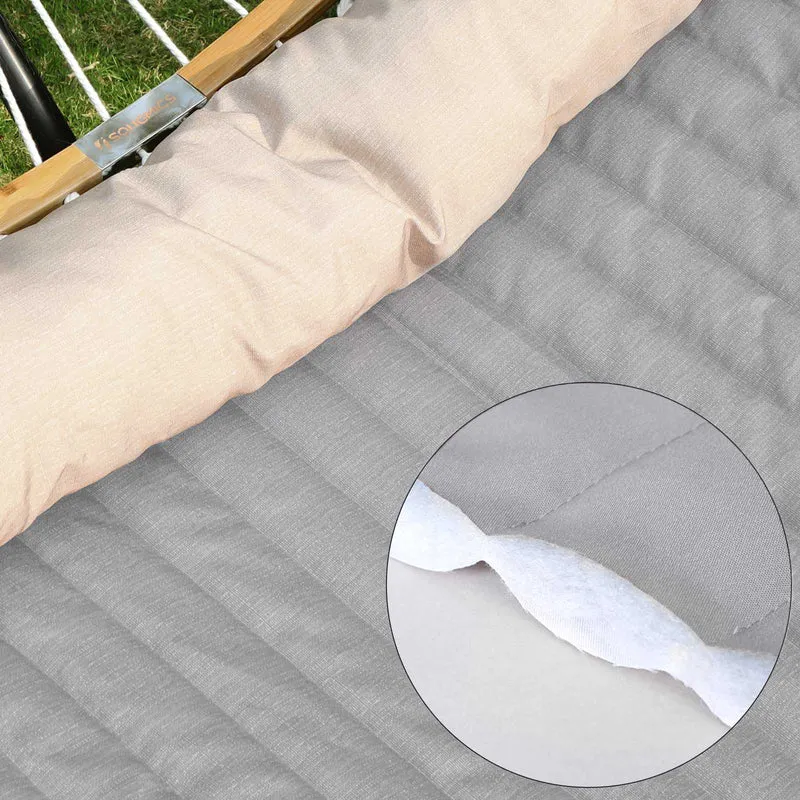 Hamac double rembourré avec barres de protection incurvées amovibles en bambou avec oreiller tissu oxford 200 x 140 cm charge 225 kg gris 12_0005310