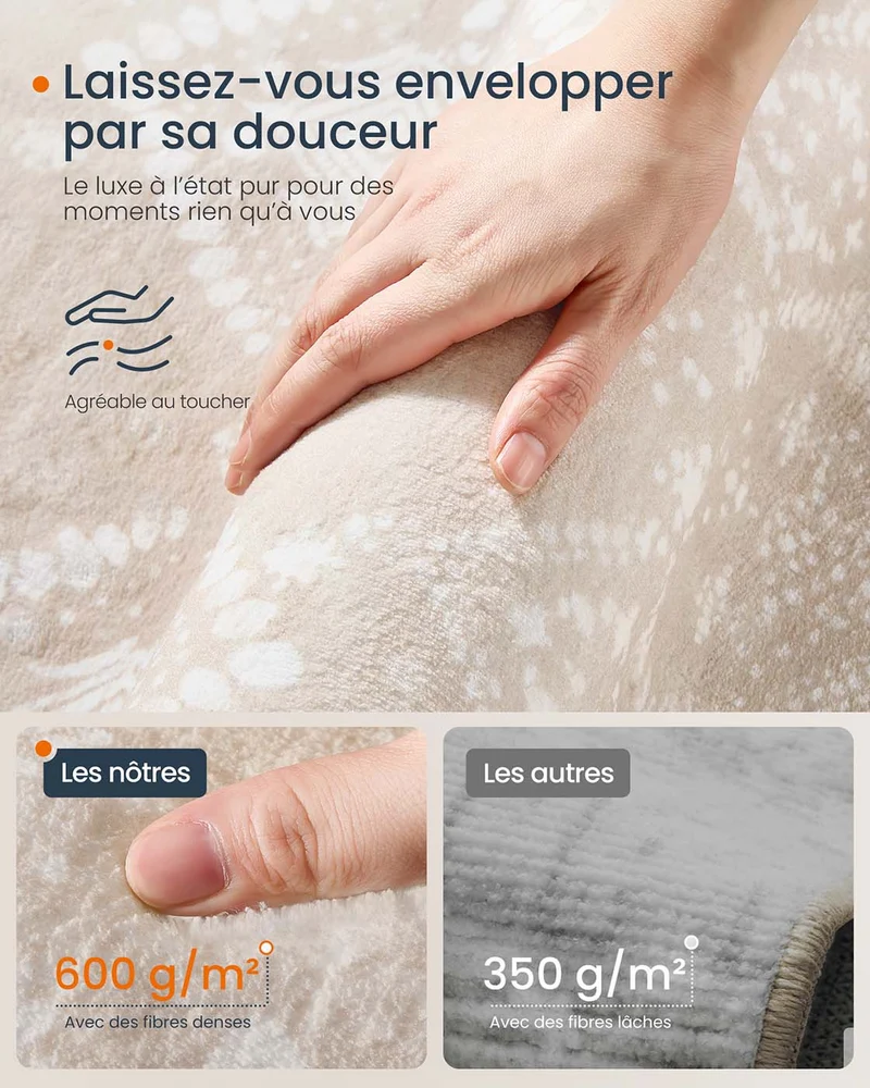 Tapis décoratif tapis de chambre 160 x 230 cm tapis de salon tapis antidérapant pour salon lavable en machine style bohème beige sable 12_0006096