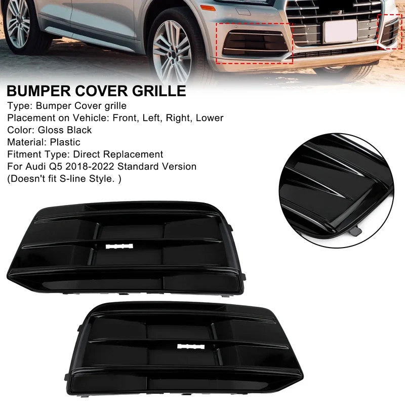 Grille Pare-Chocs Audi Q5 2018-2022 Noir Brillant 2P
