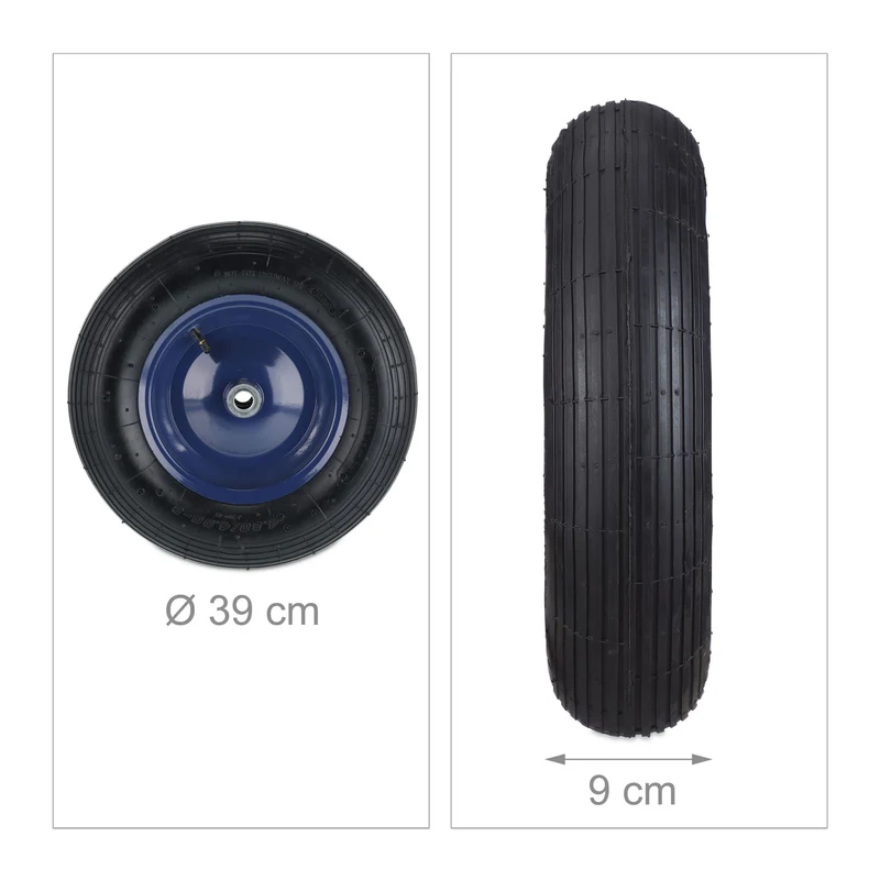 Roue de brouette pneumatique robuste pour jardin 4.80 4.00-8 capacité 120 kg en caoutchouc bleu foncé 13_0010700