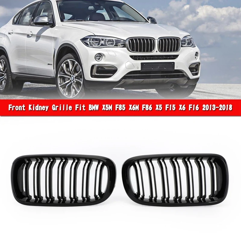 Calandre Double BMW X5 X6 F15 F16 2013-2018 Noir Brillant