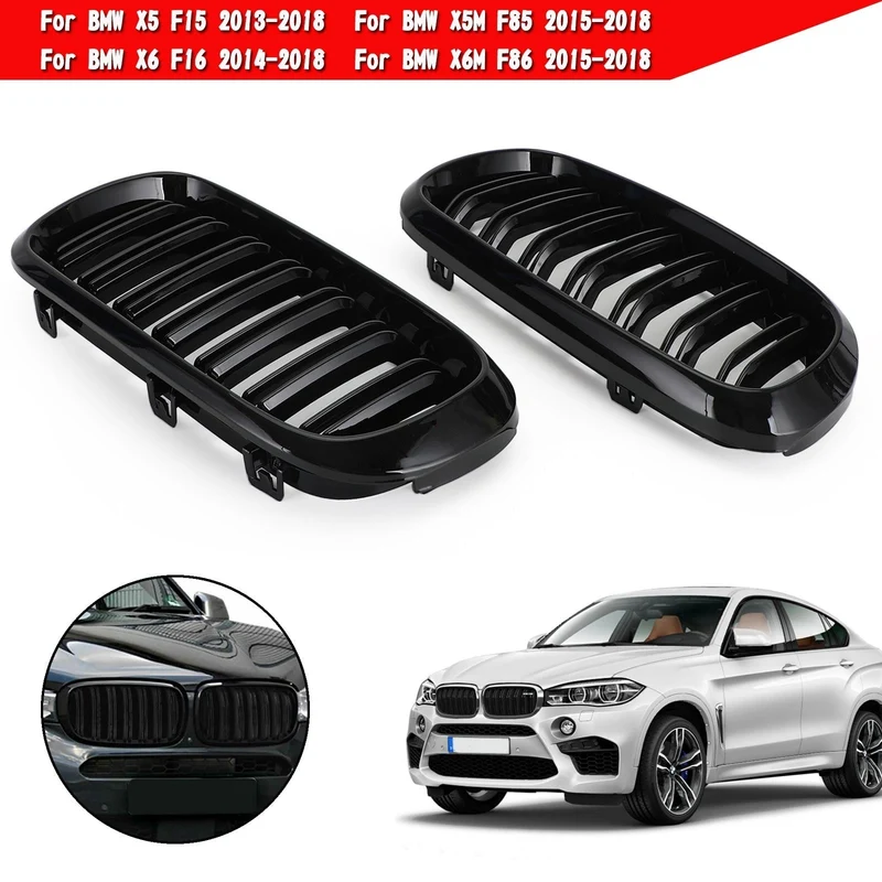 Calandre Double BMW X5 X6 F15 F16 2013-2018 Noir Brillant