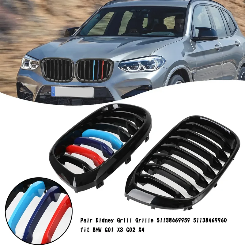 Calandre M-Color Noir Brillant BMW X3 X4 G01 G02 2018-2021