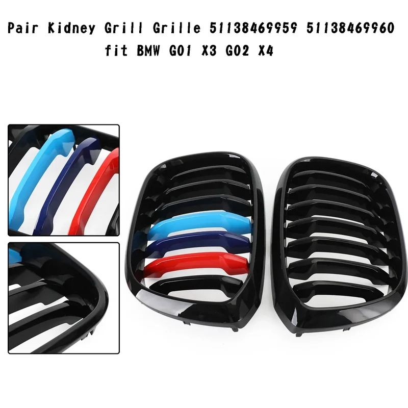 Calandre M-Color Noir Brillant BMW X3 X4 G01 G02 2018-2021