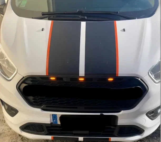 Calandre Avant Style Raptor 3LED Noir Mat Ford Transit Custom