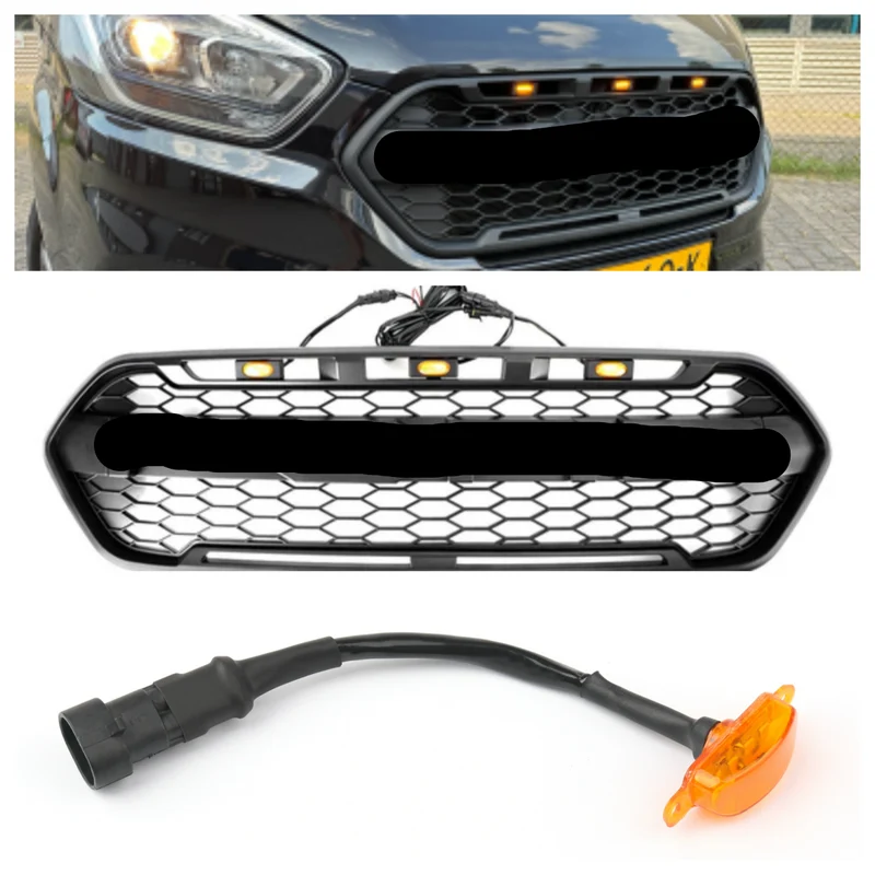 Calandre Avant Style Raptor 3LED Noir Mat Ford Transit Custom