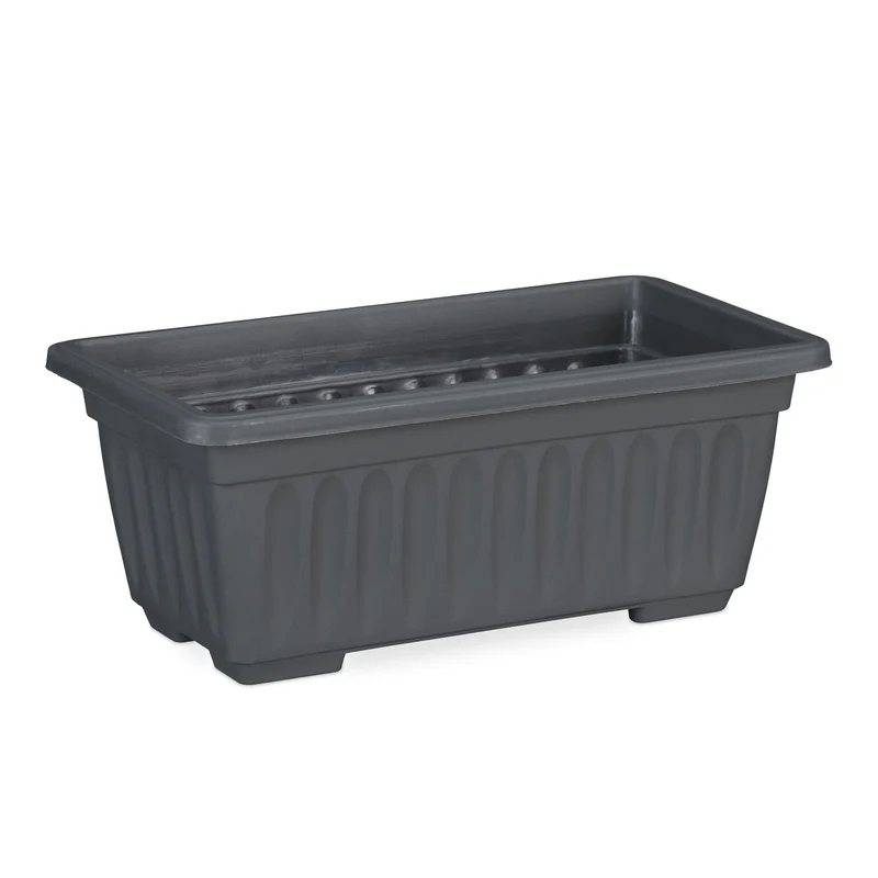Lot de 4 jardinières étroites empilables jardin intérieur balcon 14 x 34 x 18,5 cm en plastique anthracite 13_0010913
